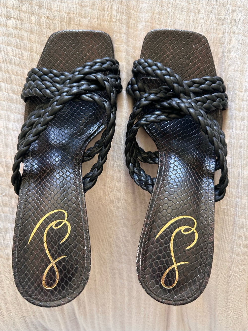 Sam Edelman Braided Strap Black Women’s Slide Sandals